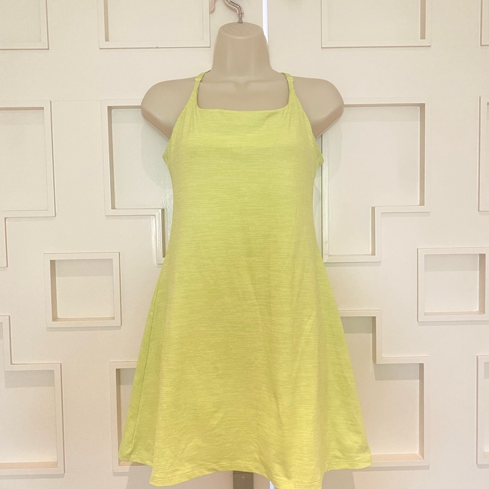 Outdoor Voices Women's Dress in Light Yellow- Margarita. Fully lined skort